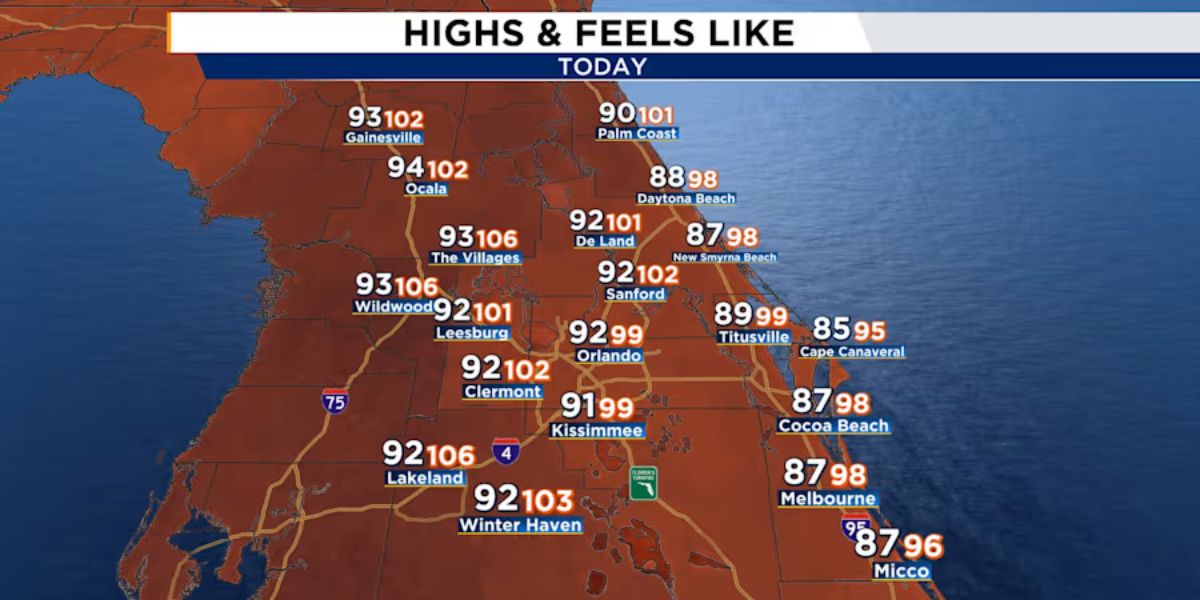 Central Florida braces for Heat Index up to 106° and Storms