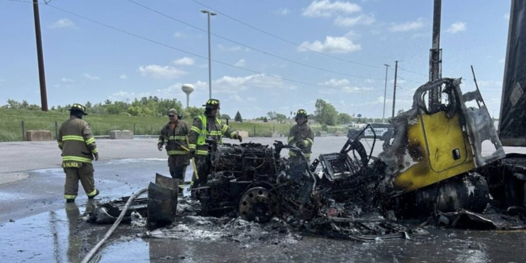 Semi-Truck Engulfed in Flames outside Tomah Kwik Trip, No Injuries reported (1)